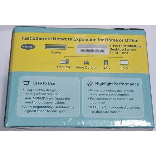 TP Link 5 Port 10/100 Mbps Fast Ethernet Switch, Desktop Ethernet Splitter, Ethernet Hub, Plug & Play, Fanless Quiet, Desktop Design