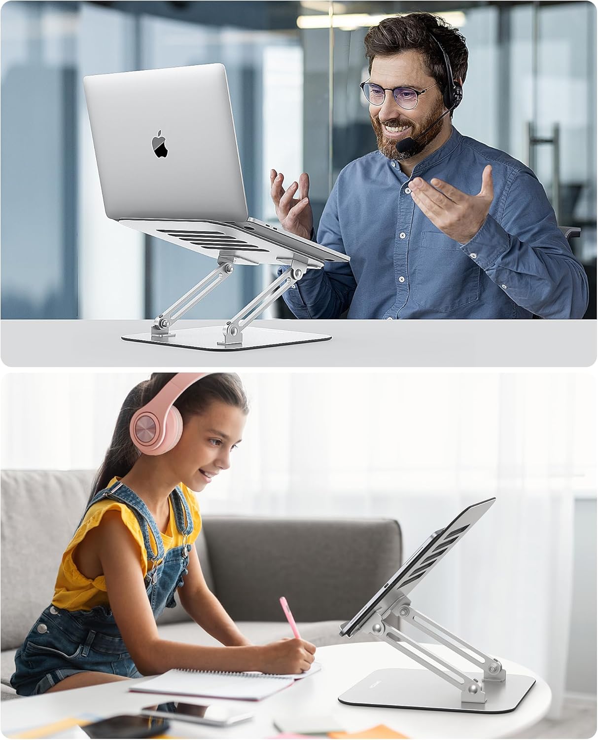 Stand, Laptop Holder Riser Computer Stand, Adjustable Aluminum Foldable Portable Notebook Stand-Highly Durable Laptop Stand