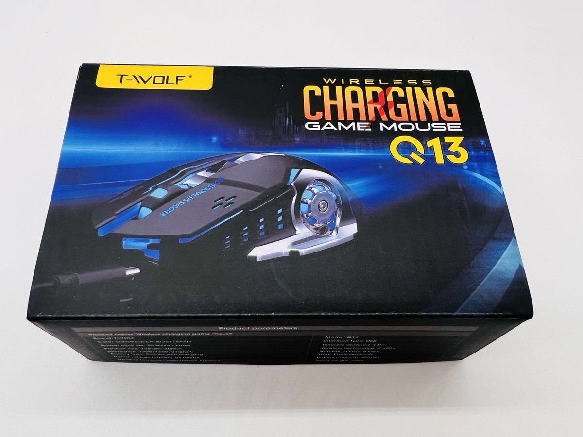 T-WOLF Q13 Rechargeable Wireless Gaming Mouse, Silent, Ergonomic, 6 Keys, RGB Backlight, 2400 DPI, for Gamer Pro Computers and Laptops
