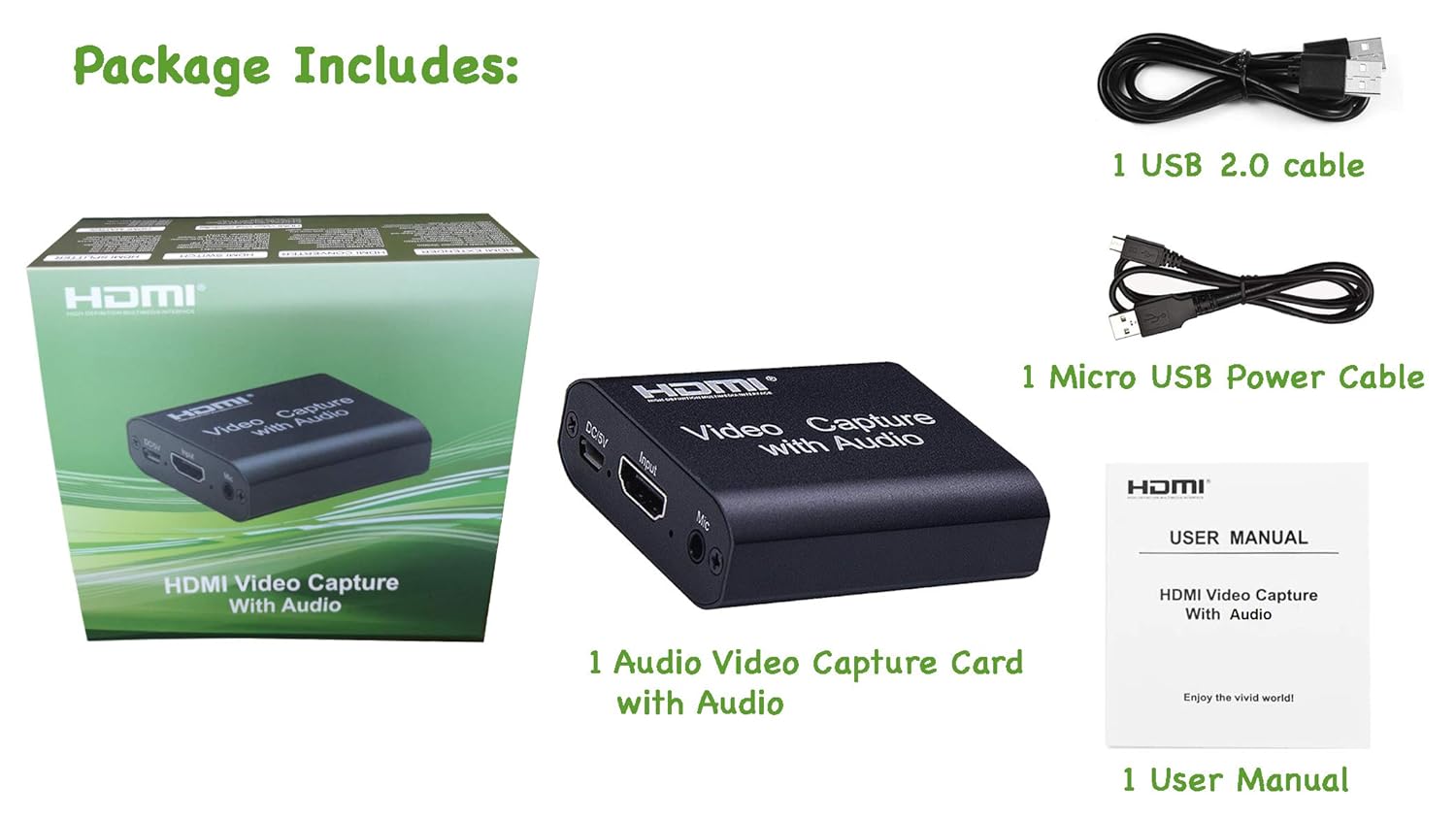 Video Capture Card with Audio,4K Live Streaming HDMI Video Game Capture Grabber Recording Device with Mic Input and Stereo Audio Output