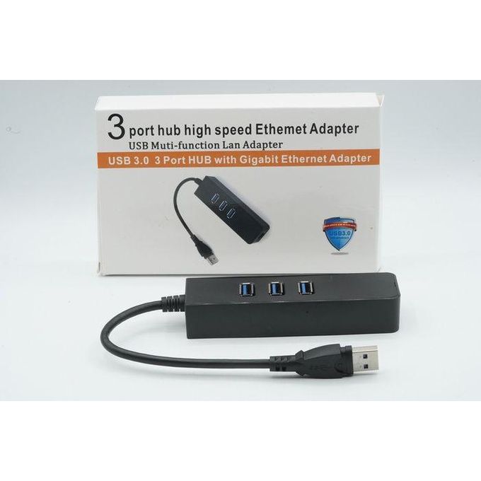 Type C to RJ45 10/100/100 Gigabit Ethernet Network Adapter + 3 Port USB 3.0 Hub DATA CABLE