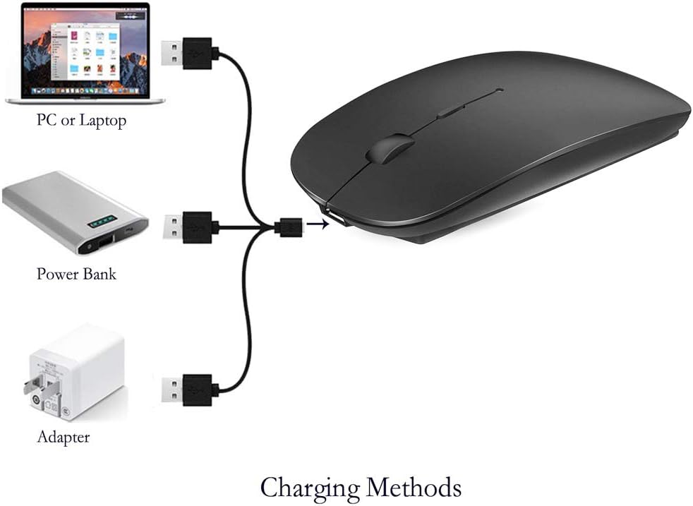 Rechargeable Bluetooth Mouse for MacBook/MacBook air/Pro/iPad, Wireless Mouse for Laptop/Notebook/pc/iPad/Chromebook (Black)