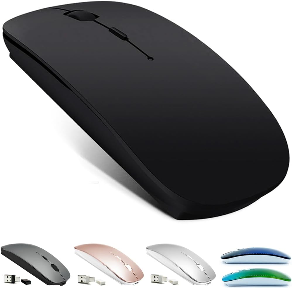 Rechargeable Bluetooth Mouse for MacBook/MacBook air/Pro/iPad, Wireless Mouse for Laptop/Notebook/pc/iPad/Chromebook (Black)