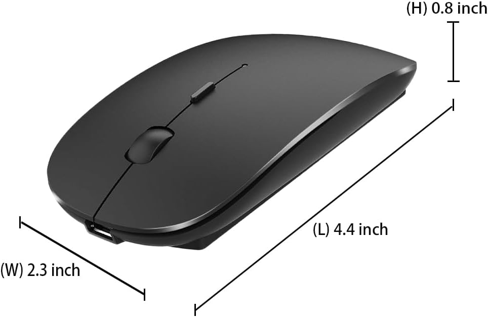 Rechargeable Bluetooth Mouse for MacBook/MacBook air/Pro/iPad, Wireless Mouse for Laptop/Notebook/pc/iPad/Chromebook (Black)