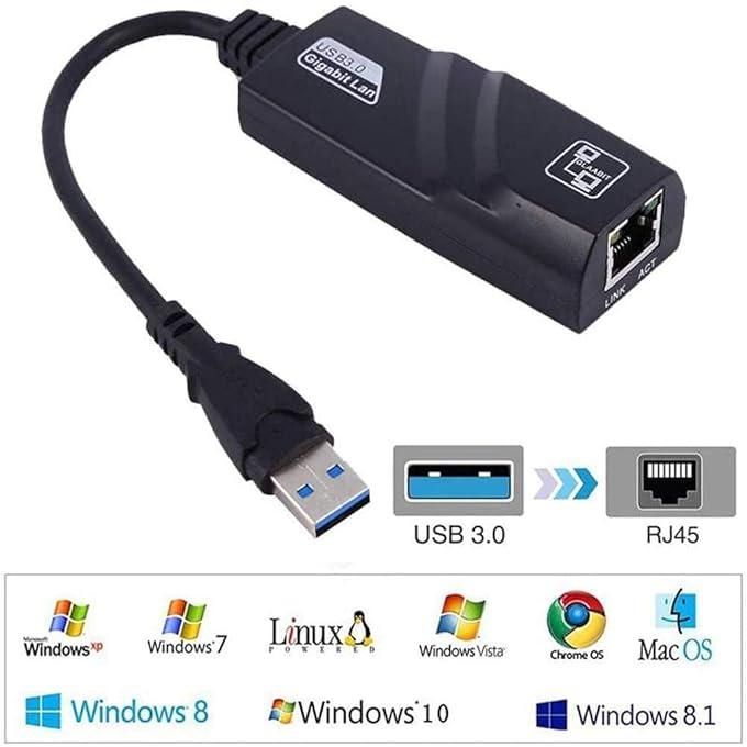 Very High Speed USB 3.0 to LAN Gigabit Ethernet Adapter Up To 1000 Mbps  for Laptop Phone and Desktop RJ 45