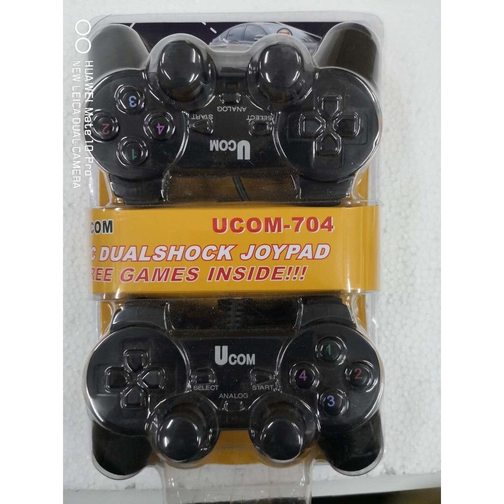 UCOM 2-in-1 PC Dual Shock Twin Joypad Wired USB Gaming Controller Black