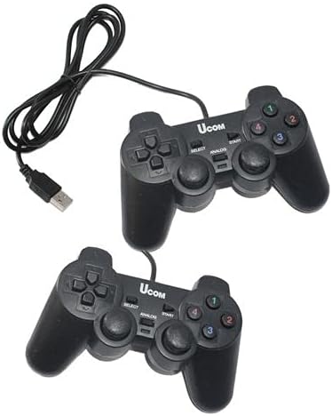 UCOM 2-in-1 PC Dual Shock Twin Joypad Wired USB Gaming Controller Black