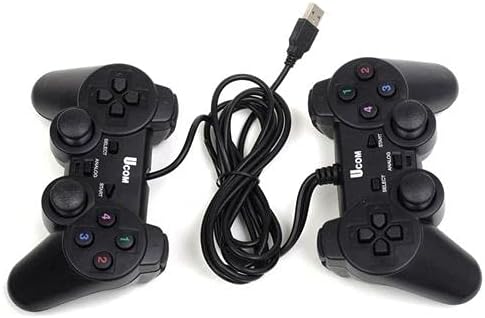 UCOM 2-in-1 PC Dual Shock Twin Joypad Wired USB Gaming Controller Black