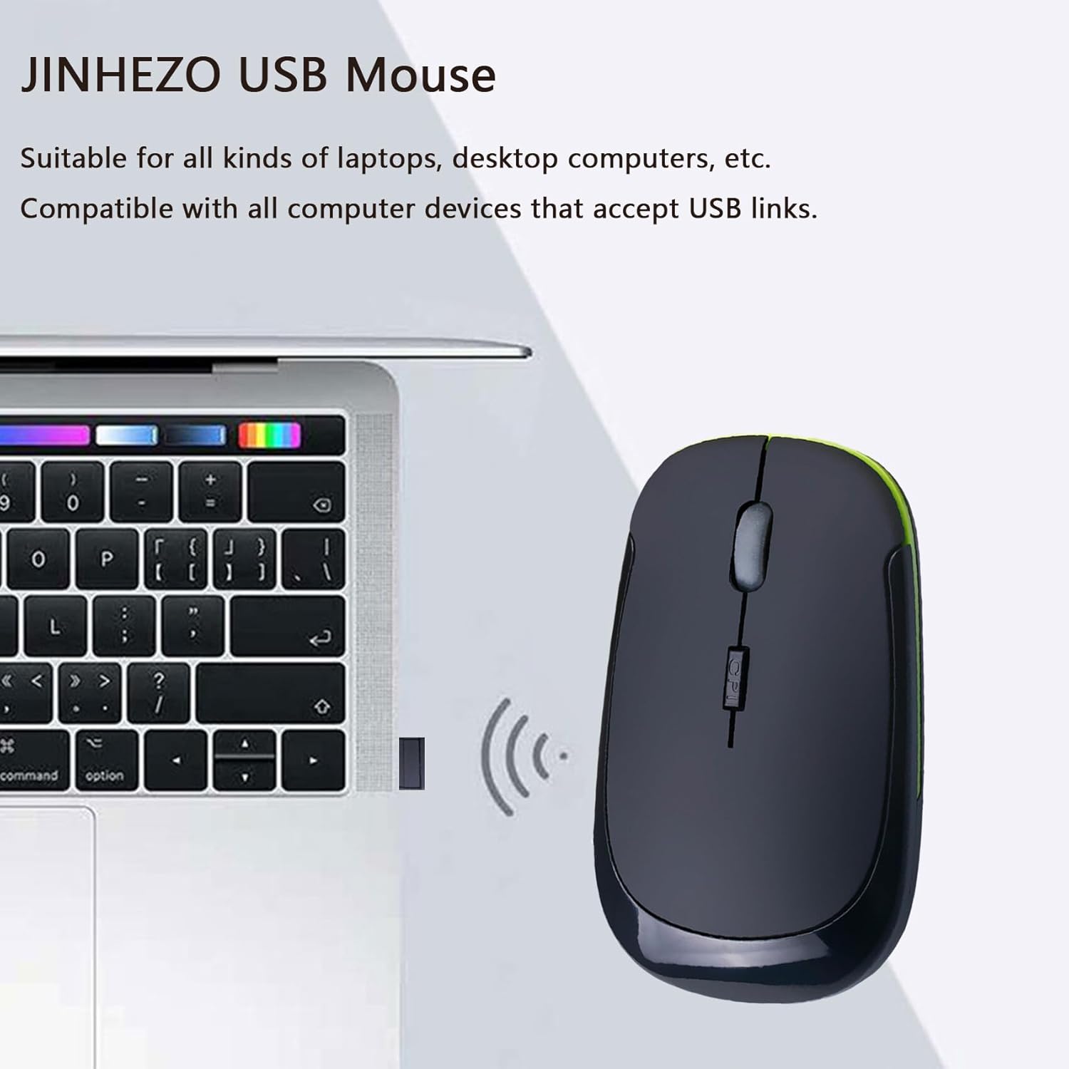 Computer Laptop Mouse Wireless, 2.4G Portable USB Optical Wireless Slim Computer Mice with USB Nano Receiver
