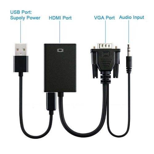 VGA To HDMI Converter Cable Adapter With Audio  Easy to install, no need driver, plug and play