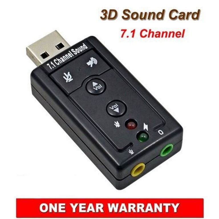 7.1 External USB Sound Card USB to Jack 3.5mm Headphone Audio Adapter Micphone Sound Card Black