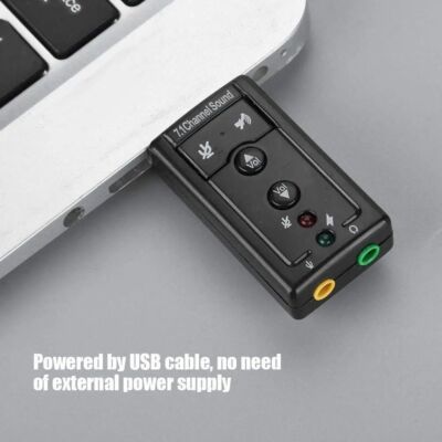 7.1 External USB Sound Card USB to Jack 3.5mm Headphone Audio Adapter Micphone Sound Card Black