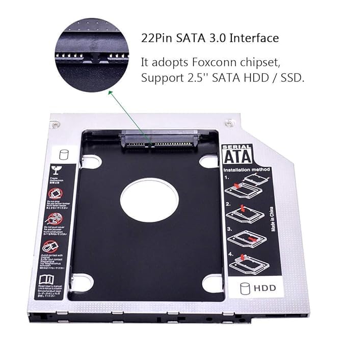 Universal Sata 2Nd Hdd SSD Hard Drive Caddy 9.5MM. Optibay Adapter for Laptop CD DVD Optical Drive Bay
