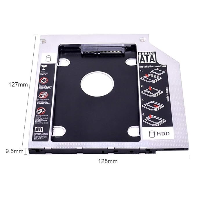 Universal Sata 2Nd Hdd SSD Hard Drive Caddy 9.5MM. Optibay Adapter for Laptop CD DVD Optical Drive Bay