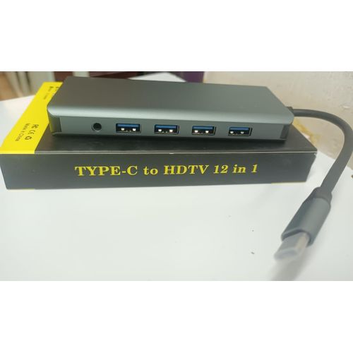 12 In 1 USB Type C Hub Adapter Laptop Docking Station, Dual Monitor Dual HDMI RJ45 SD TF PD For MacBook Dell Hp ThinkPad