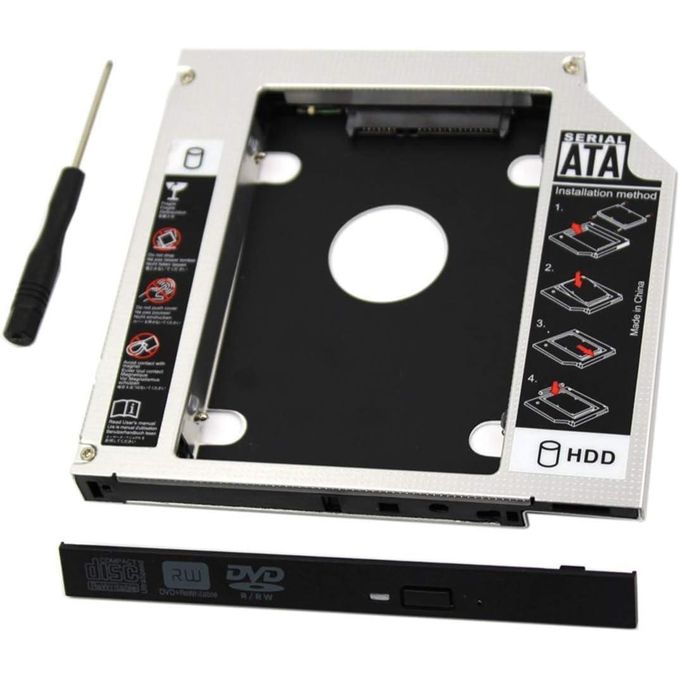 Universal 2nd HDD Caddy 9.5mm SATA 2.0 Slim SATA III Hard Drive Optibay Adapter for Laptop CD DVD Optical Drive Bay