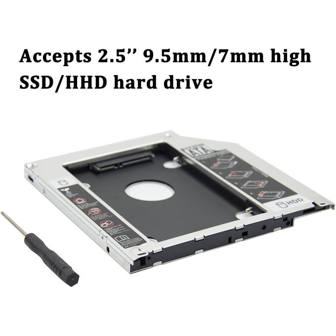Universal 2nd HDD Caddy 9.5mm SATA 2.0 Slim SATA III Hard Drive Optibay Adapter for Laptop CD DVD Optical Drive Bay