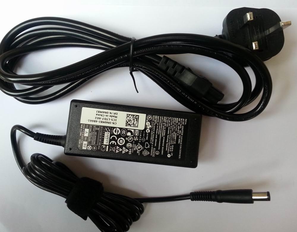 DELL Laptop Charger / Adapter 19.5V 3.34A - (BIG PIN)  Complete with power cable