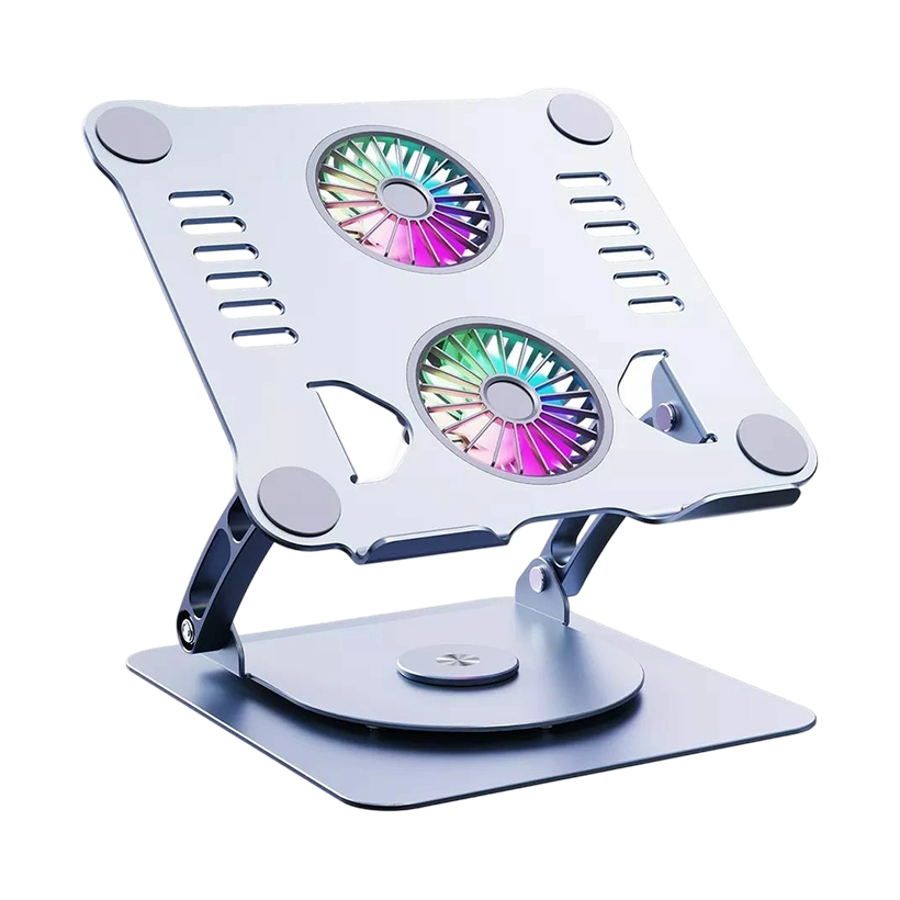 Rotating Laptop Stand V4.1 With Dual Cooling Fan,  Adjustable Aluminum Laptop Desk/Stand/Table