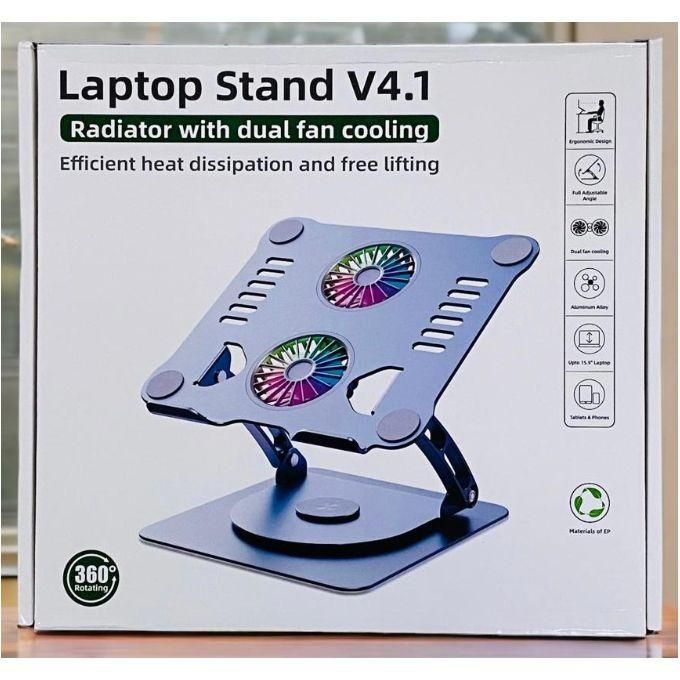 Rotating Laptop Stand V4.1 With Dual Cooling Fan,  Adjustable Aluminum Laptop Desk/Stand/Table