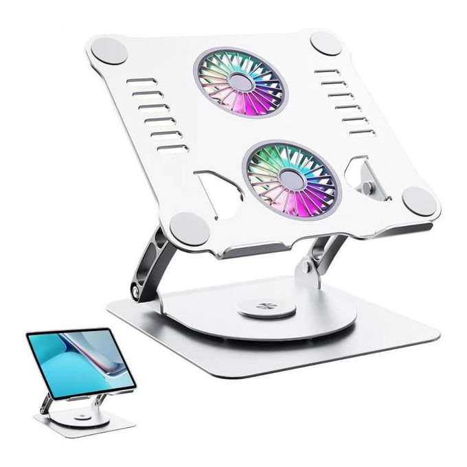 Rotating Laptop Stand V4.1 With Dual Cooling Fan,  Adjustable Aluminum Laptop Desk/Stand/Table