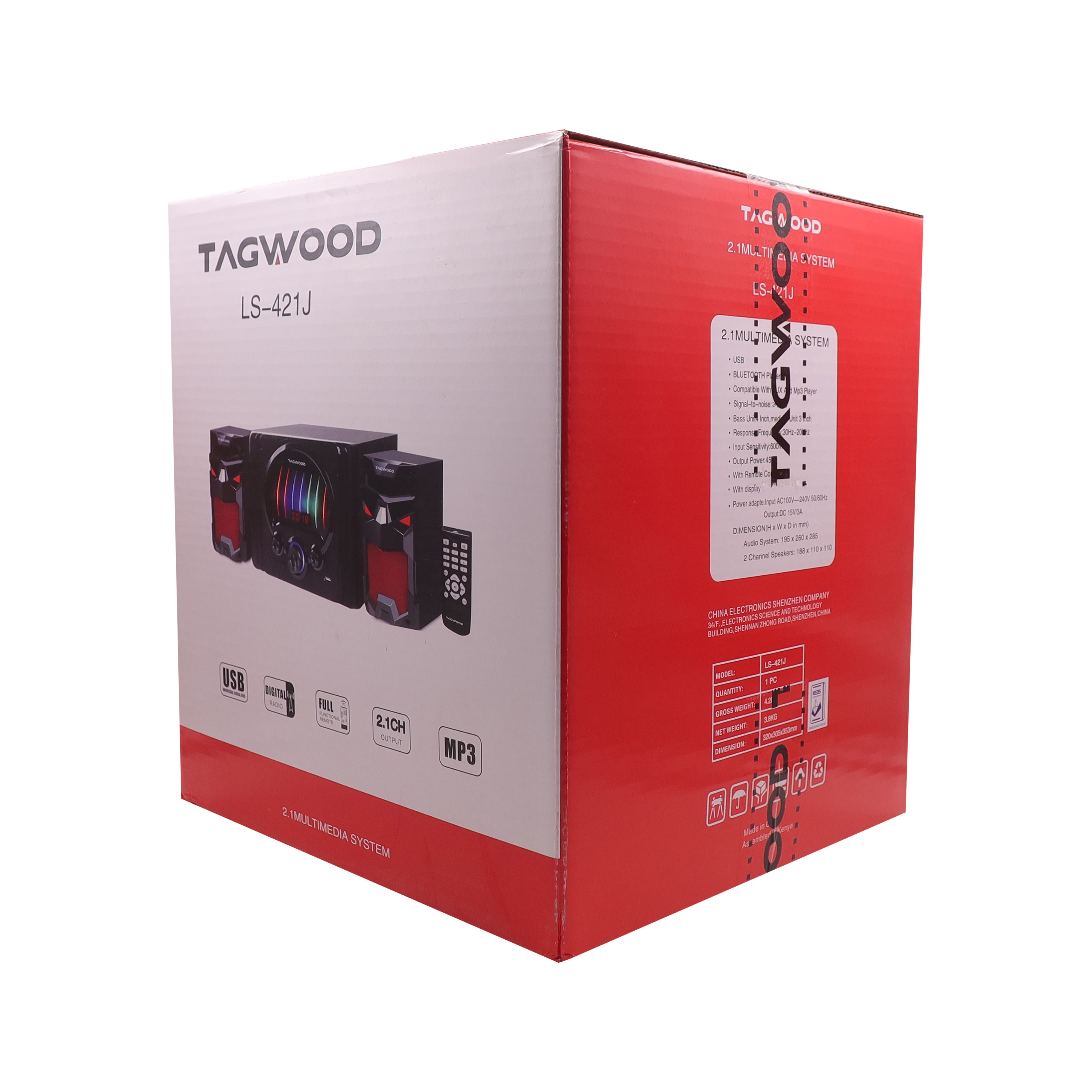 TAGWOOD LS-421J  2.1CH  WOOFER Home Audio SPEAKER BLUETOOTH/FM/SB/USB Subwoofer Speaker System