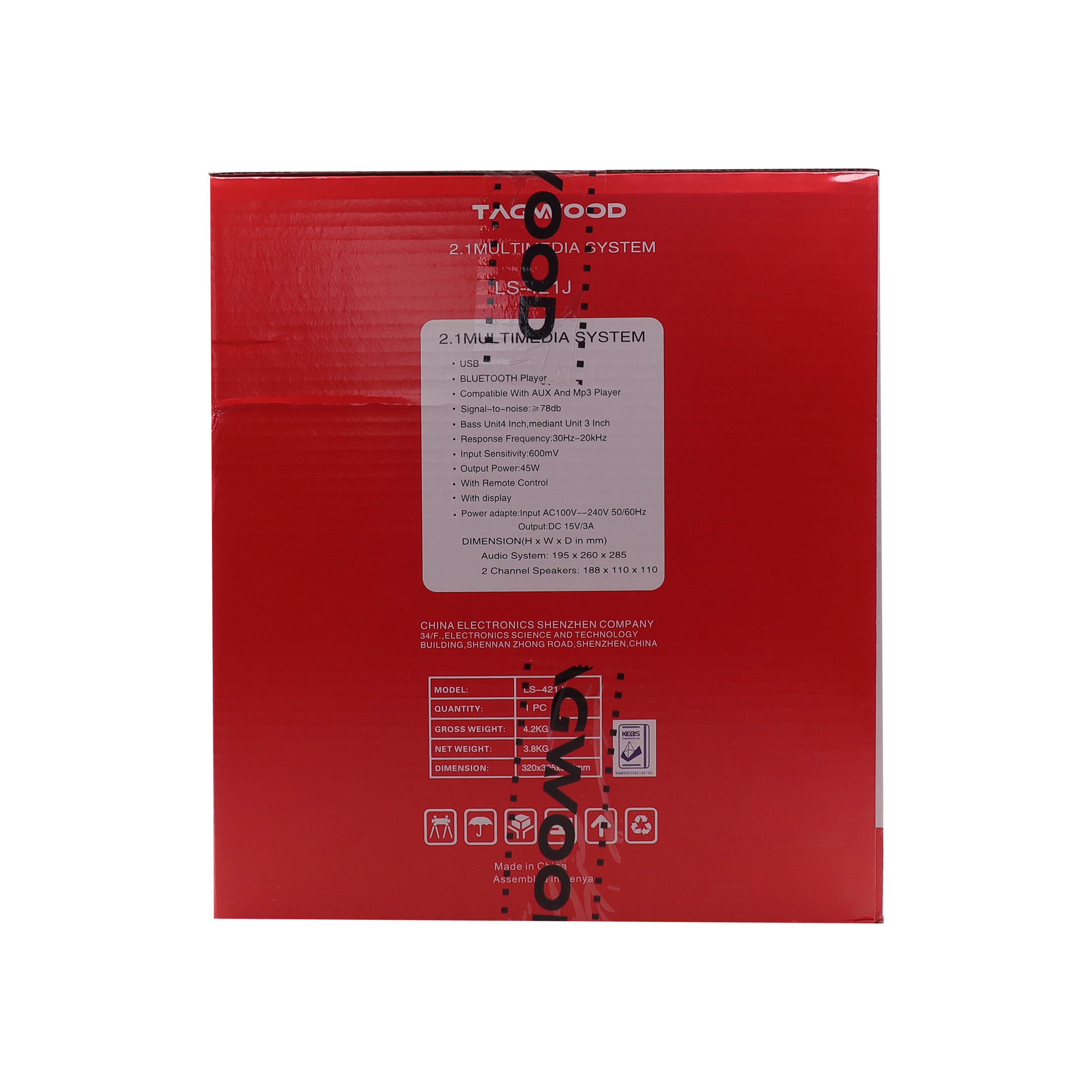 TAGWOOD LS-421J  2.1CH  WOOFER Home Audio SPEAKER BLUETOOTH/FM/SB/USB Subwoofer Speaker System