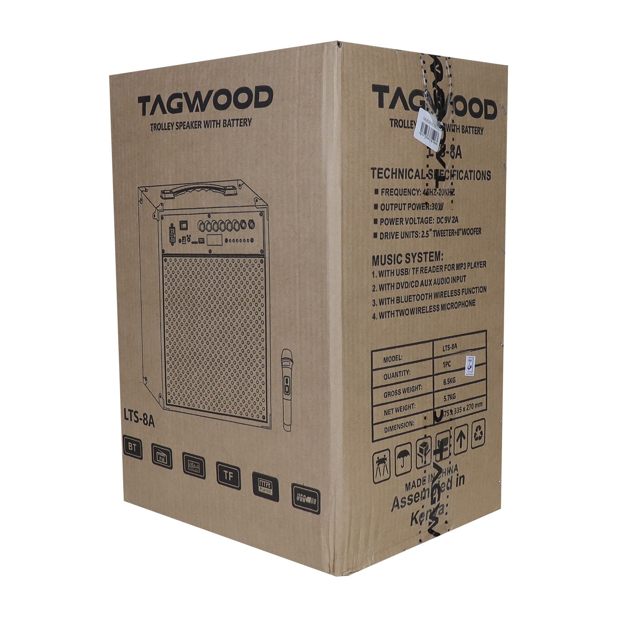 Tagwood LTS-8A Trolley Speaker Porteable Portable Speaker Subwoofer Outdoor Speaker ,Bluetooth,Free Wireless Microphone a Built in Battery Woofer Woofer