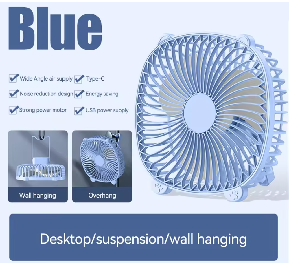 USB rechargeable desk fan with light multi-function portable desktop fan household appliance gift USB desktop fan office computer power bank charging silent USB fan Fast delivery within 1-5 days