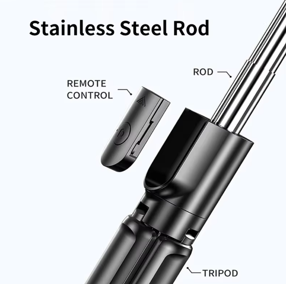Local fast delivery Wireless Bluetooth Selfie Stick Tripod with Remote Extendable Tripod with LED Selfie Light Detachable for Ios Android Smartphone