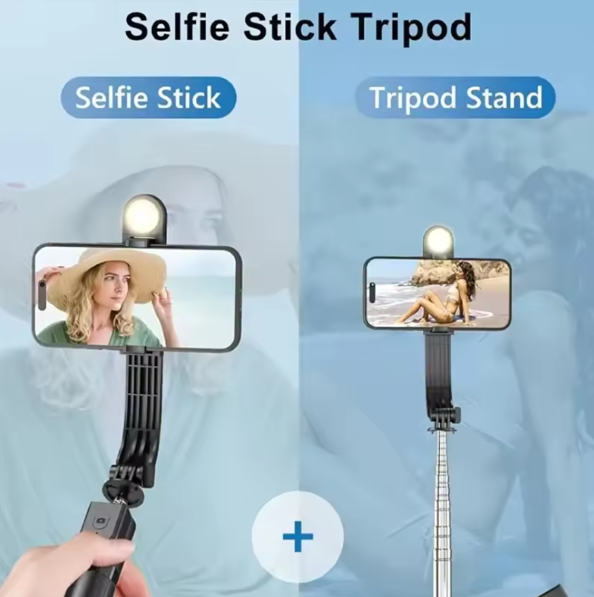 Local fast delivery Wireless Bluetooth Selfie Stick Tripod with Remote Extendable Tripod with LED Selfie Light Detachable for Ios Android Smartphone