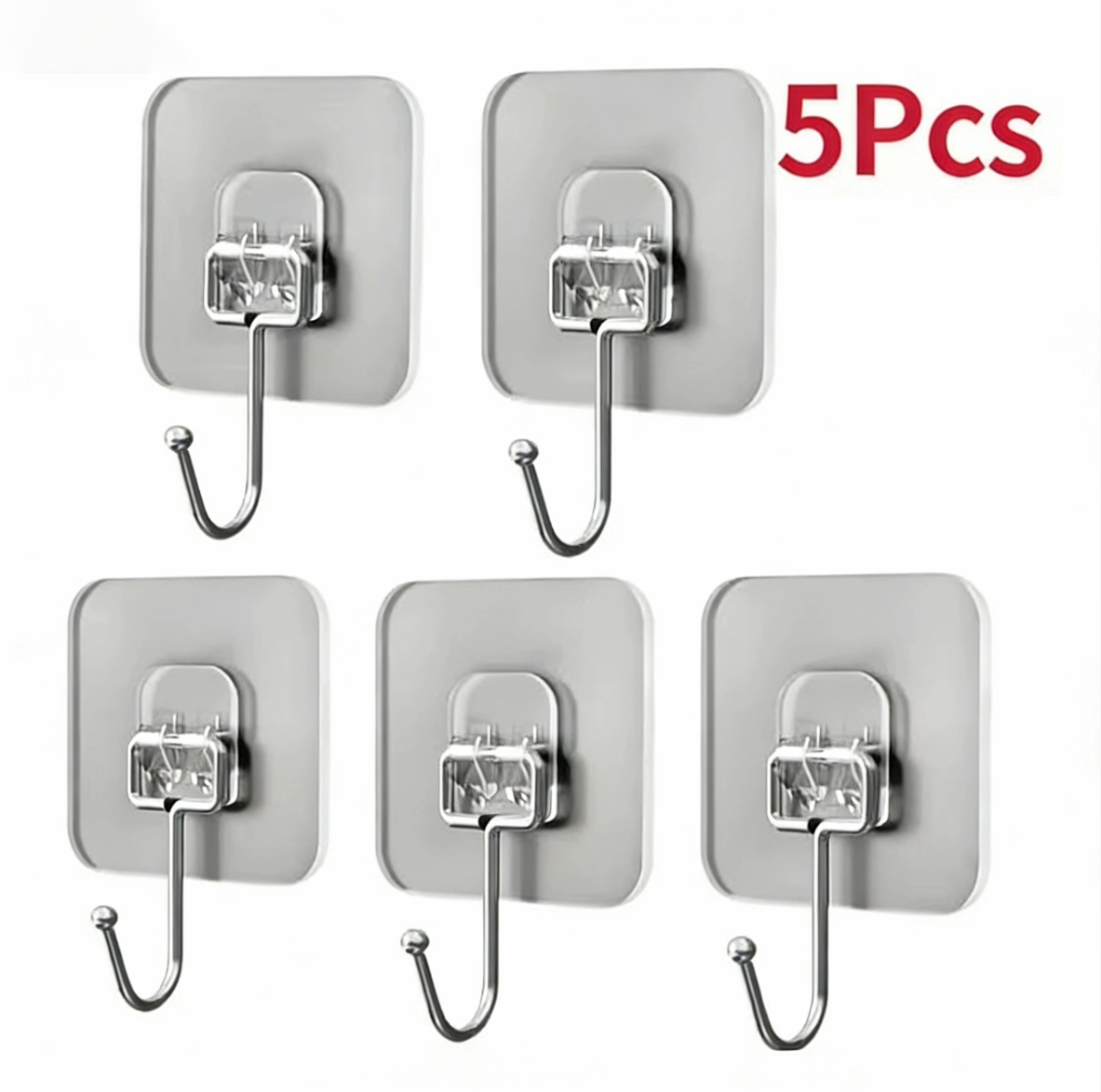 5pc Big Size Hooks Heavy Duty Waterproof Adhesive Wall Hooks Nail-Free Transparent Waterproof Hooks for Kitchen Bathroom Local fast delivery
