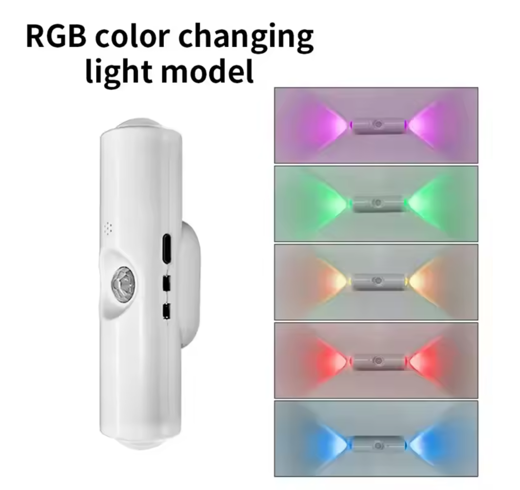 LED Night Light with Motion Sensor Double-head Magnetic Wall Lamp Rechargeable RGB rainbow-Color Adjustable for Cabinet Hallway Stair Local fast delivery
