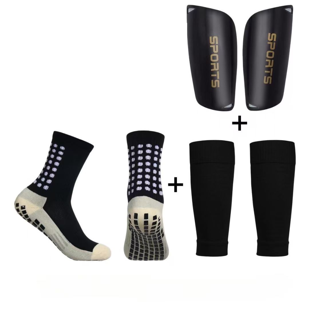 3-in-1 Professional Soccer Socks + Shin Guards + Mid-calf Anti-slip Slip Gloves for Soccer Training and Long Leg Covers