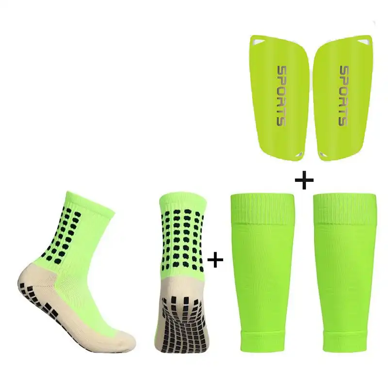 3-in-1 Professional Soccer Socks + Shin Guards + Mid-calf Anti-slip Slip Gloves for Soccer Training and Long Leg Covers