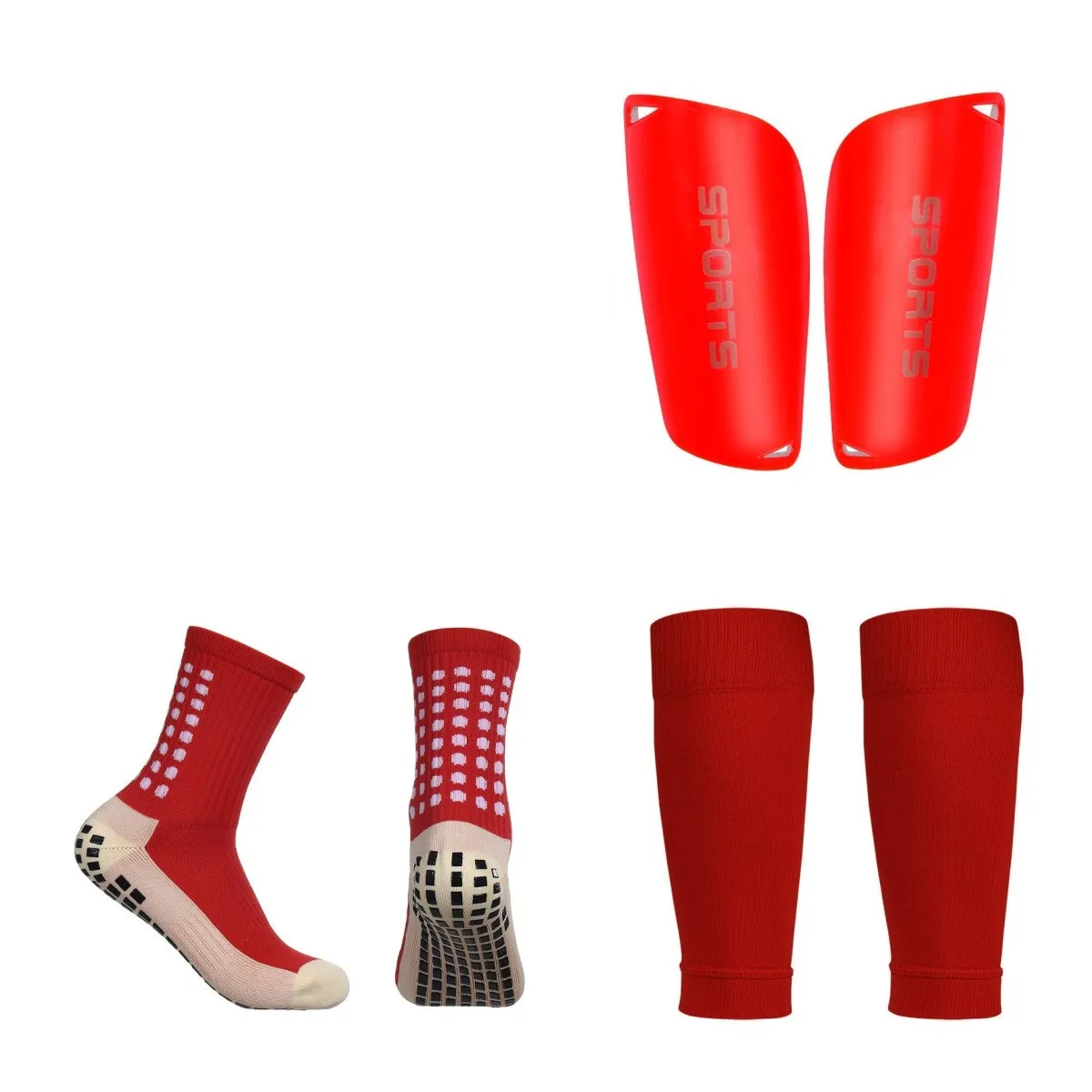 3-in-1 Professional Soccer Socks + Shin Guards + Mid-calf Anti-slip Slip Gloves for Soccer Training and Long Leg Covers