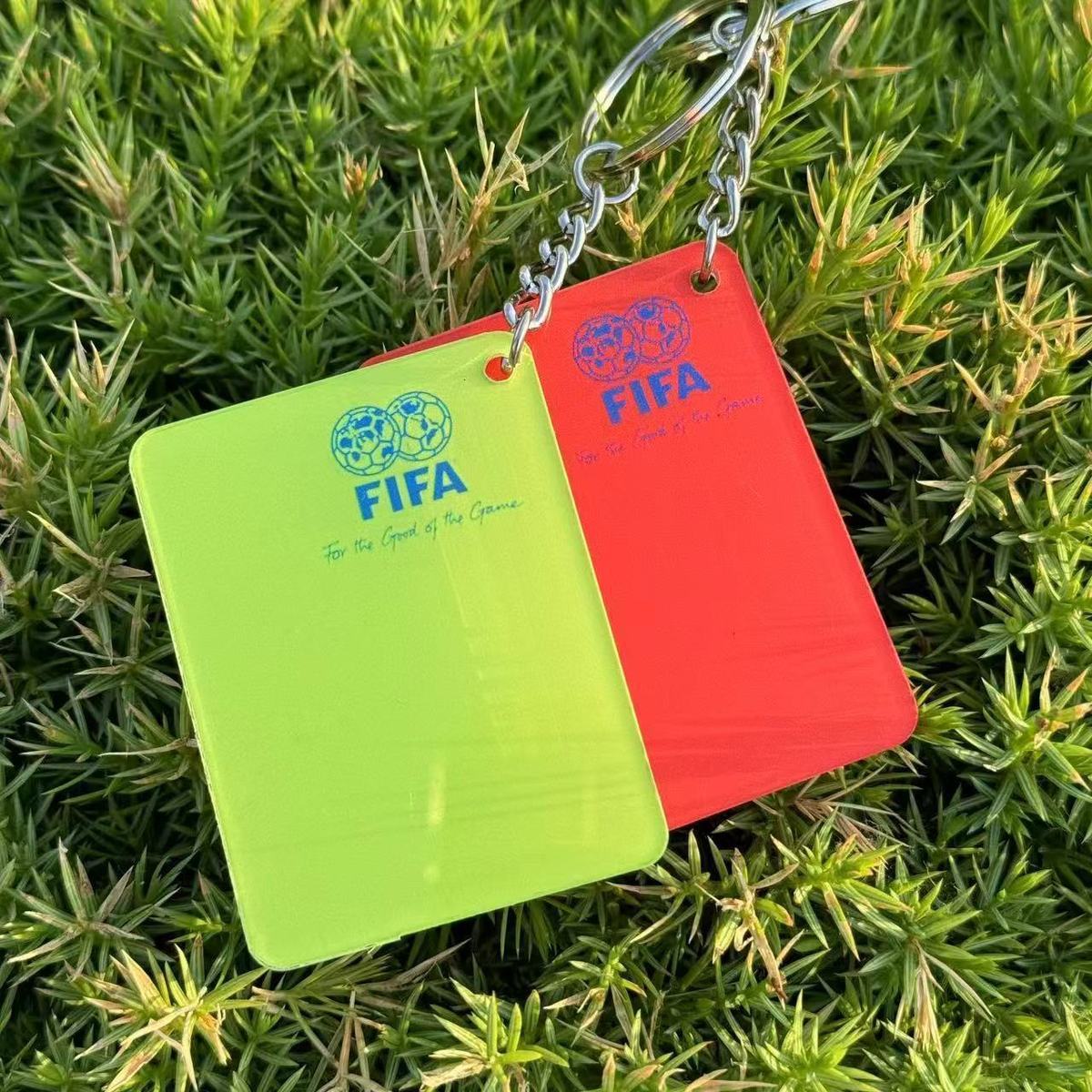 FLFA football referee red and yellow card pendant, fan merchandise, commemorative football game, football-themed pendant, backpack.