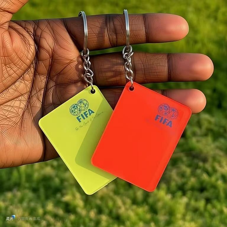 FLFA football referee red and yellow card pendant, fan merchandise, commemorative football game, football-themed pendant, backpack.