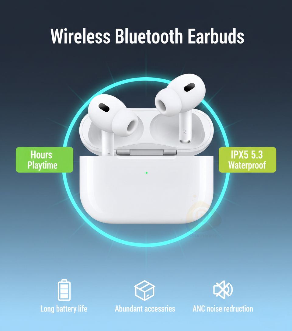 (Upgrade) Bluetooth Airpods Pro True Wireless In-ear Headset Bluetooth With High-Quality Sound And Noise Cancellation Customizable Name