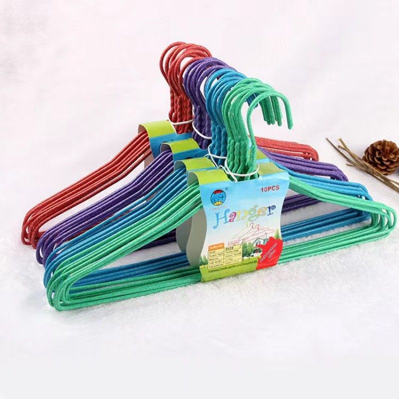Non-slip coat hanger Metal clothes hanger support adult children drying rack household traceless hanger
