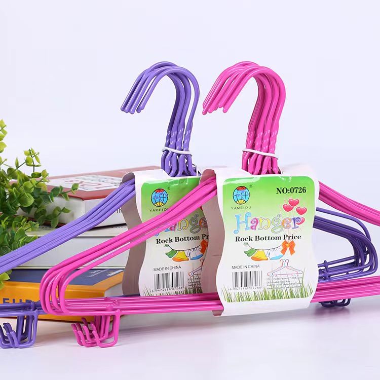 Non-slip coat hanger Metal clothes hanger support adult children drying rack household traceless hanger