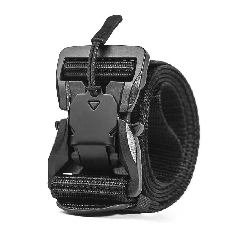 Classic Tactical Belt Tactical belt Men's casual belt alloy Magnetic attraction Snake Buckle Outdoor belt Fashion belt  Black