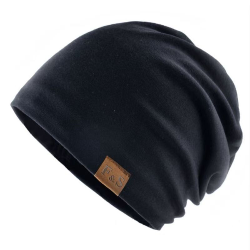 Men's Hat Fashion hat Solid color cotton pullover FS Men's and women's styles Riding windproof hat  Black