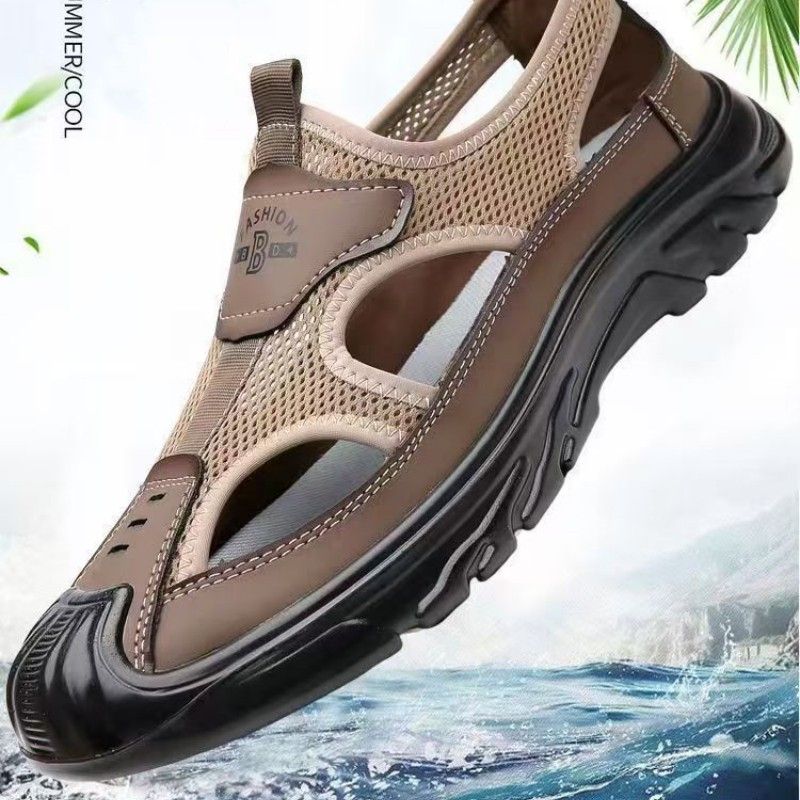 Summer sandals mesh cloth head breathable Shoes hollow-out outdoor casual all-match non-slip sandals