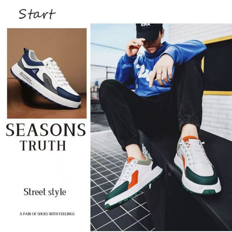 Men's Shoes  Skateboarding Summer Breathable Trend Versatile Casual Leather Surface Athletic Board Shoes For Teenagers Waterproof And Anti Slip Sports Trendy Shoes