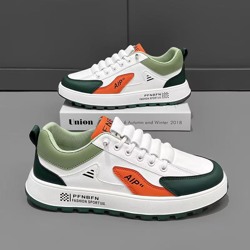 Men's Shoes  Skateboarding Summer Breathable Trend Versatile Casual Leather Surface Athletic Board Shoes For Teenagers Waterproof And Anti Slip Sports Trendy Shoes
