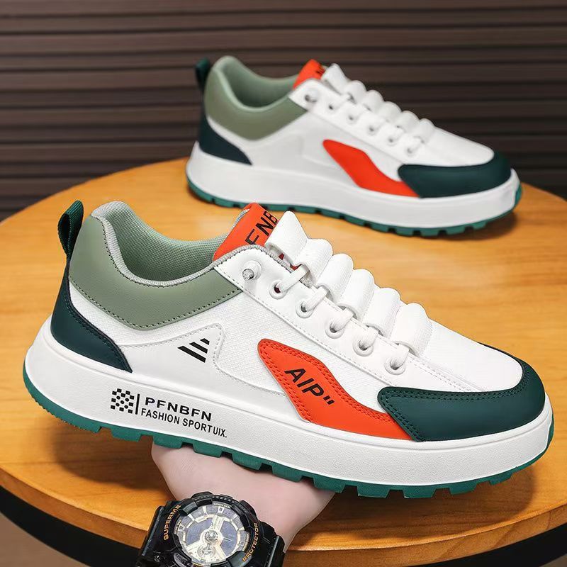 Men's Shoes  Skateboarding Summer Breathable Trend Versatile Casual Leather Surface Athletic Board Shoes For Teenagers Waterproof And Anti Slip Sports Trendy Shoes