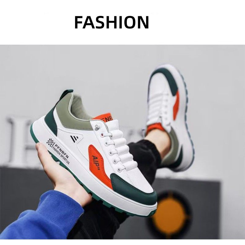 Men's Shoes  Skateboarding Summer Breathable Trend Versatile Casual Leather Surface Athletic Board Shoes For Teenagers Waterproof And Anti Slip Sports Trendy Shoes
