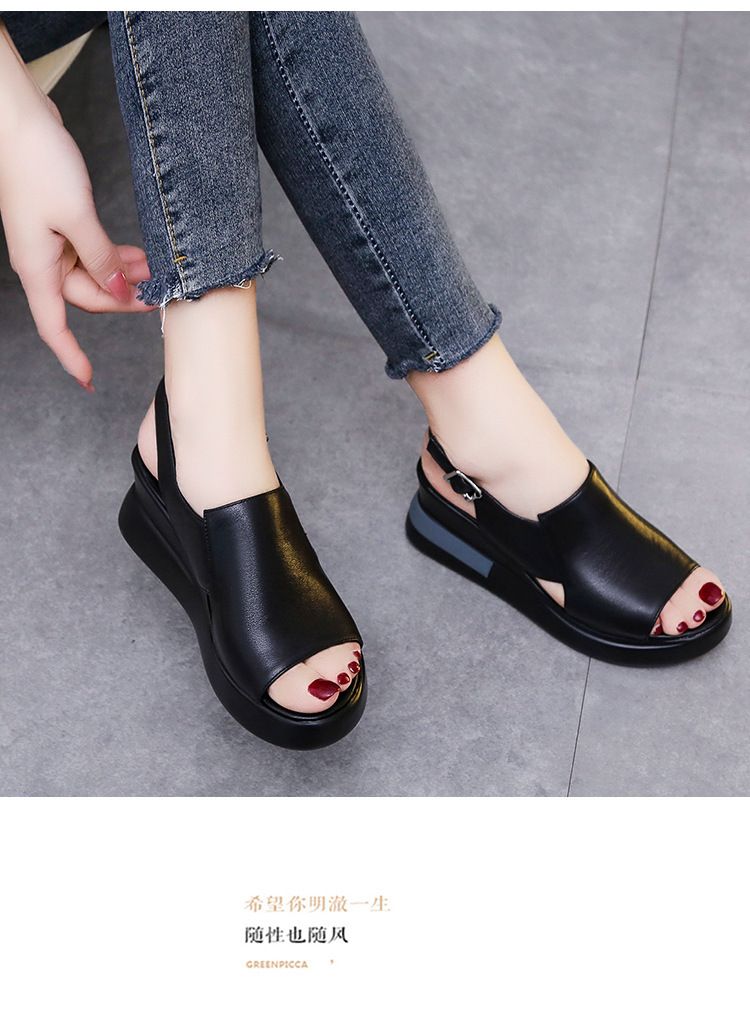 Fashion Thick Soled Wedge Sandals For Women Summer Buckle Sandals Girl High Heels Non-slip Sandals Shoe Lady Heels