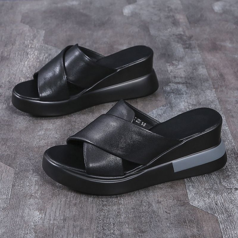 Fashion Thick Soled Wedge Sandals For Women Summer Buckle Sandals Girl High Heels Non-slip Sandals Shoe Lady Heels